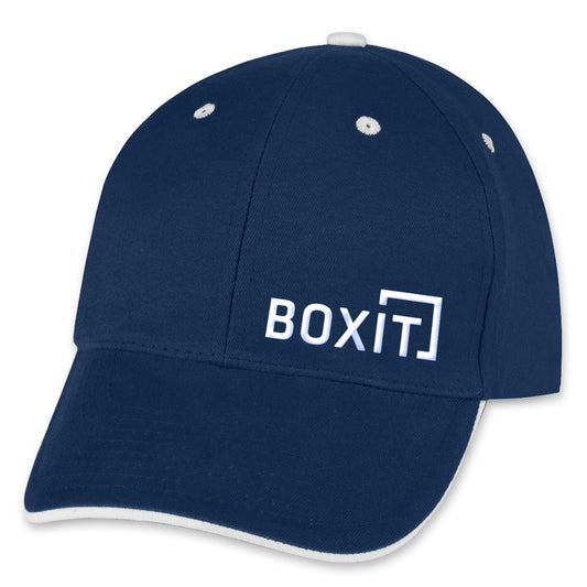 Brushed Cotton Cap - Navy with White